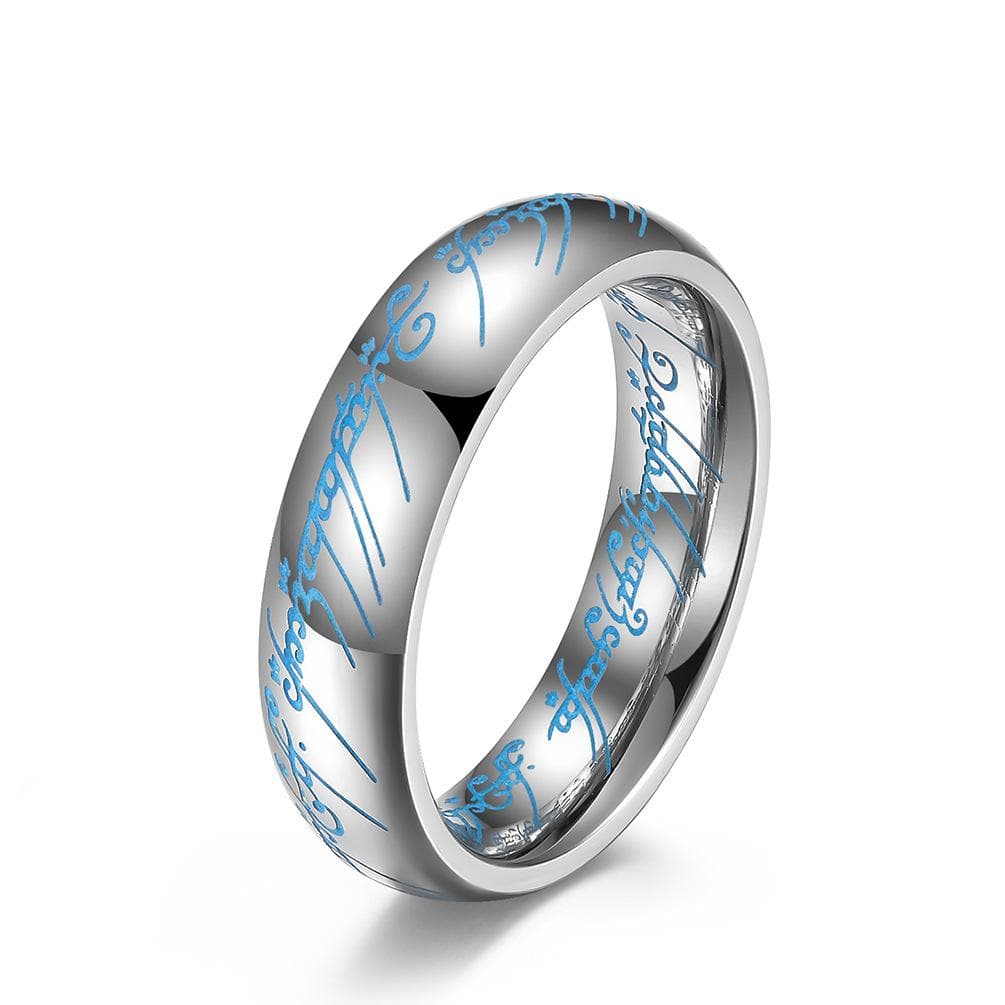 European and American Film and Television Lord of The Rings Luminous Magic Ring Titanium Steel Fashion Ring 5#