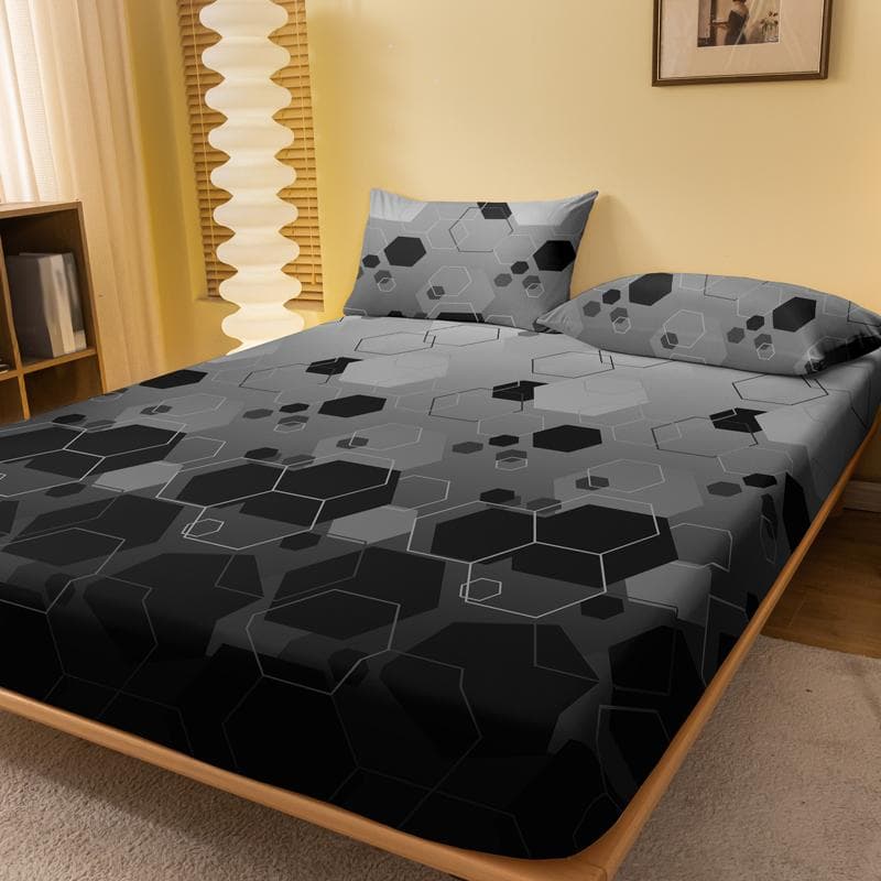 1 Piece Of Stacked Hexagonal Patterned Matte Bedsheet, Bedroom Printed Bedspread, Bedding (Excluding Pillowcases) 71x132cm