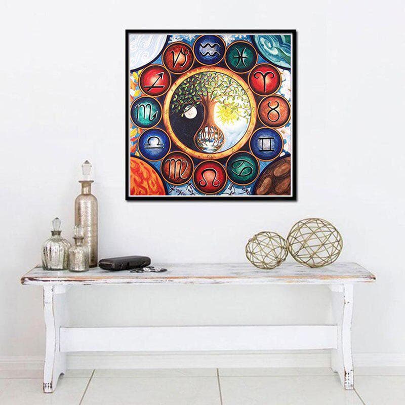 Diamond Round Constellation Pattern Cross Stitch Diamond Mosaic Diamond Wall Sticker 30x30CM