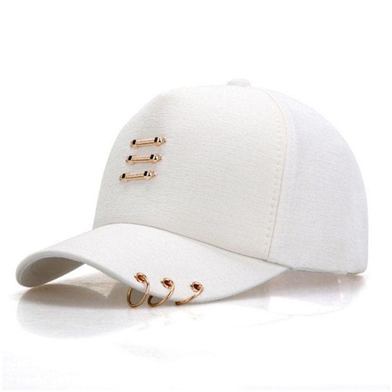 Hot Sale Y2K Women Baseball Cap Outstreet Metal Decoration Sun Hat Cap Female Trendy Hat 54cm-60cm white