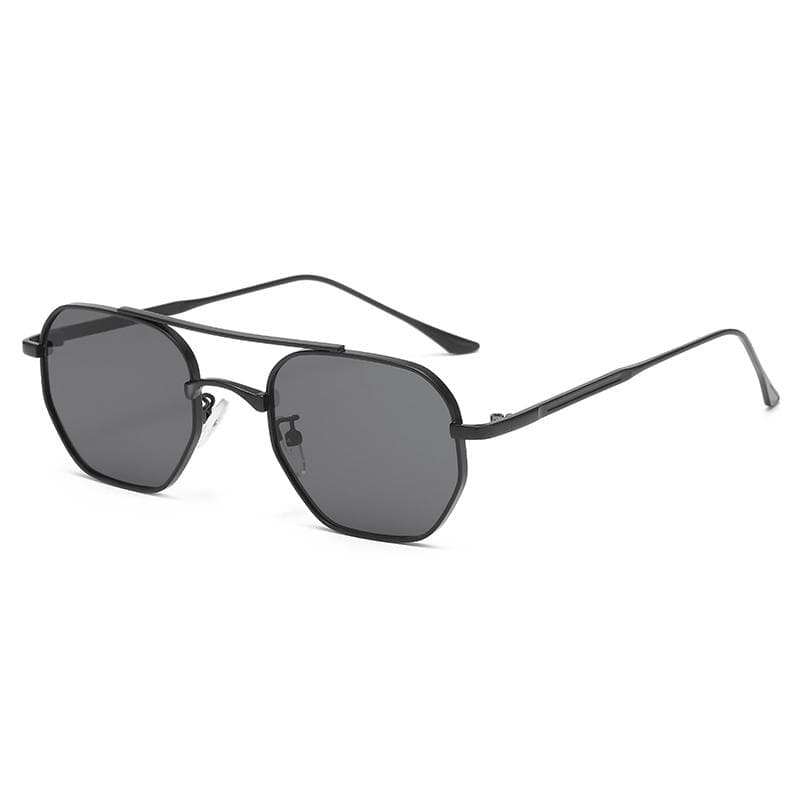 New Fashion Double Bridge Metal Frame Sunglasses UV400 Protective Glasses Vintage Black Pilot Eyewear for Men Women
