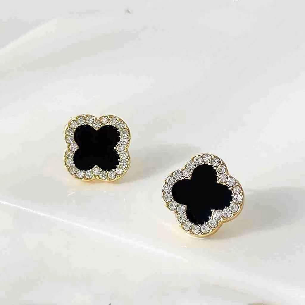 Four-Leaf Clover Earrings Female Net Red Temperament Hundreds Of Earrings Star With Models Earrings Light Luxury Niche Design gold
