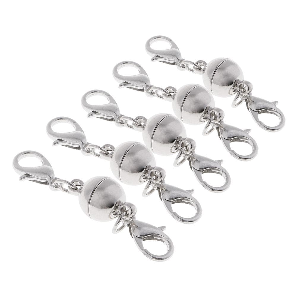 5 Sets DIY Jewelry Making Ball Magnetic Clasps Connector with Lobster Clasp 97x5mm multicolour