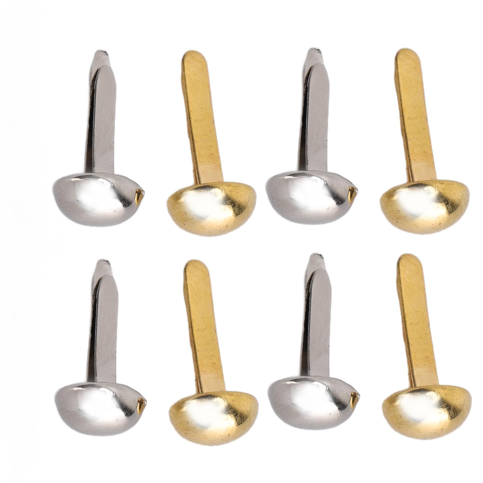 40 Pcs 6mm Mini Brads Gold Silver Electroplating Round Brass Metal Paper Fasteners Brads for DIY