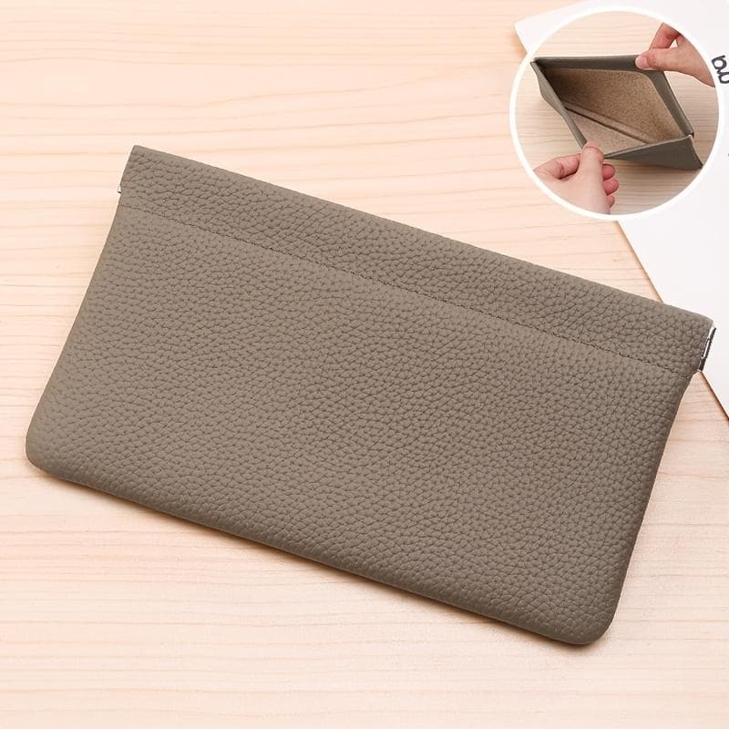Self-closing Long Wallet Passport Driver's License Holder Data Cable Cosmetic Bag Storage Organizer grey