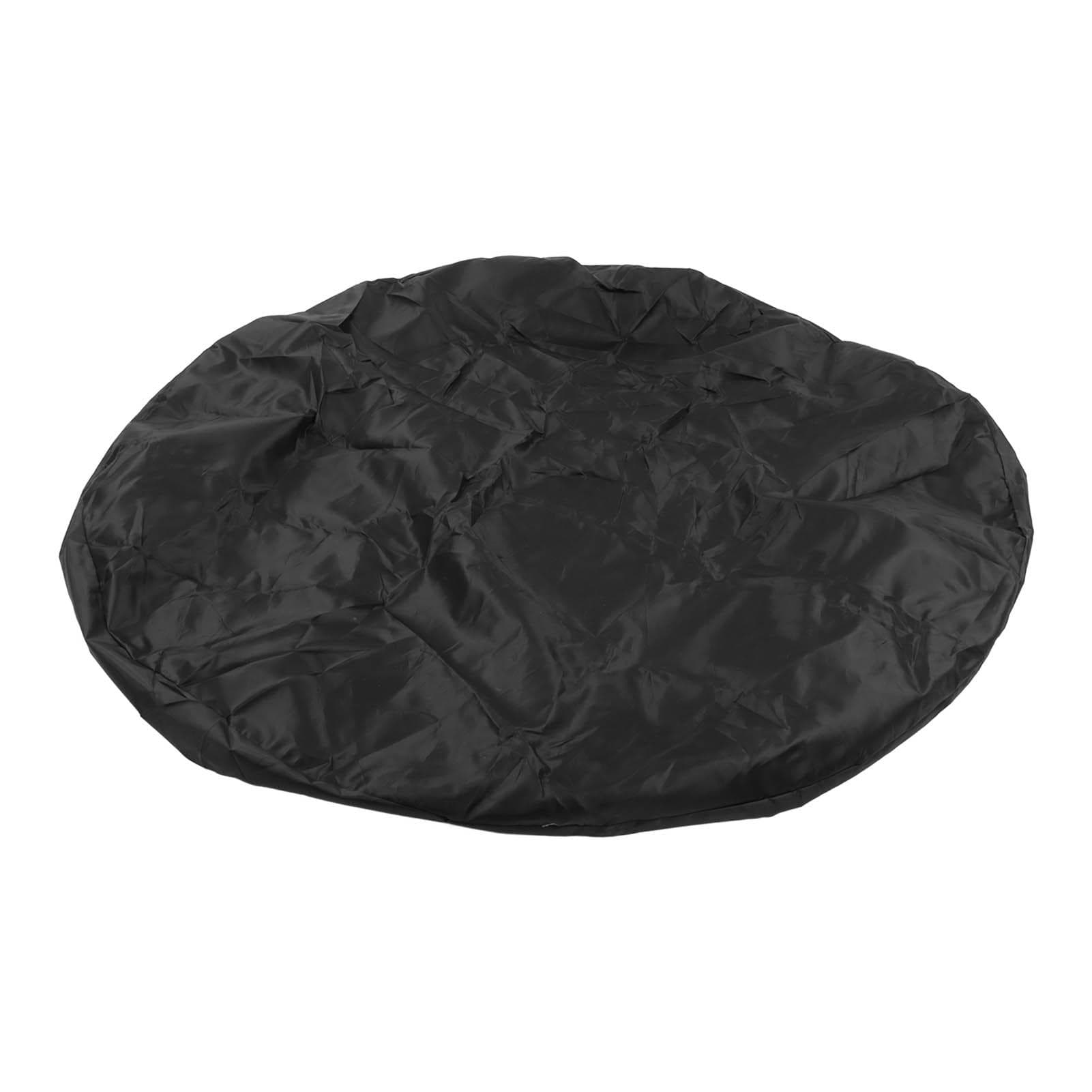 4ft Round Hot Tub Cover Oxford Fabric Folding Heat Insulation Waterproof Dustproof Pool Cover Black