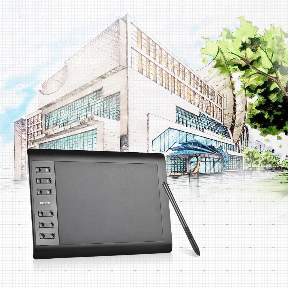 Bosto 10*6   Wireless Digital Graphic Drawing Tablet Board Pad 8192 Level+Stylus black