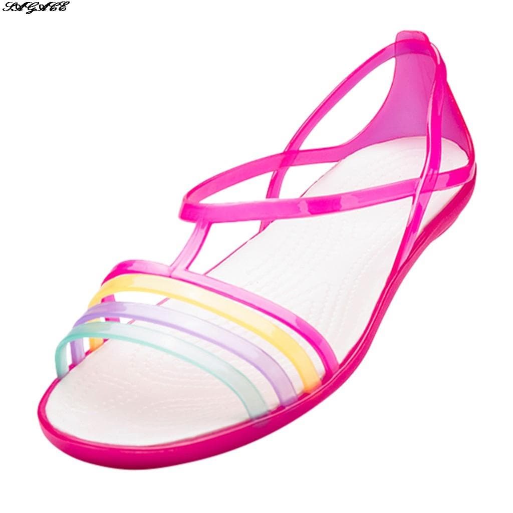 Jelly Shoes Women Sandals Clear Shoes Transparent Shoes Peep Toe Sandals Beach Shoes 37 rose pink