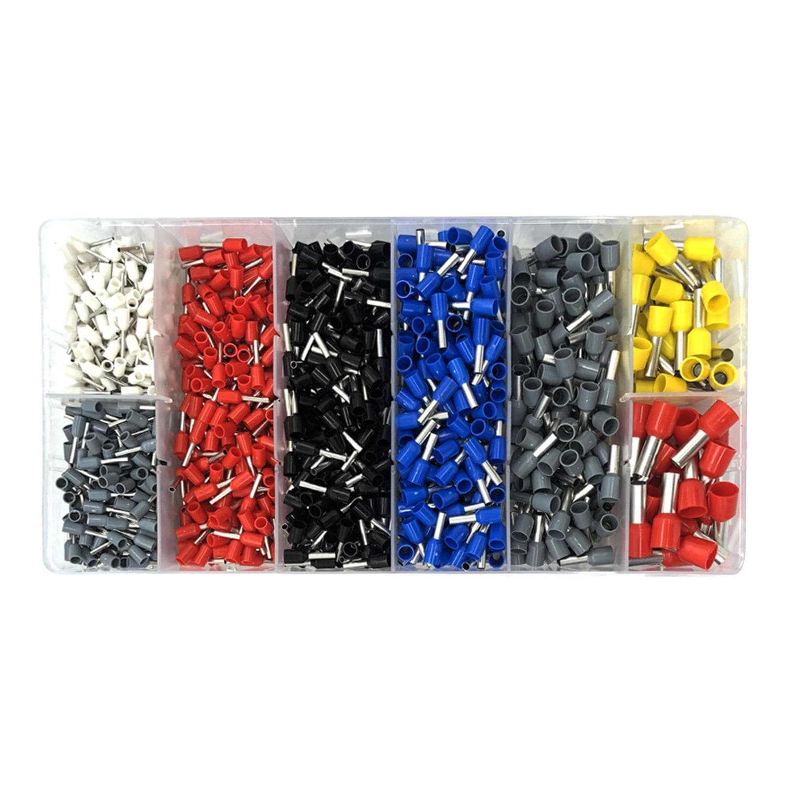 1250pcs HSC8 6-4A Tube Type Terminal Sent in White Black Red Blue Yellow Gray Mix Colors 0.25-10MM2 Terminals multicolour