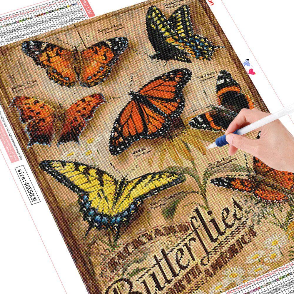 Diamond Embroidery Animals Full Square Drill Diamond Painting Butterfly Cross Stitch 20X30CM