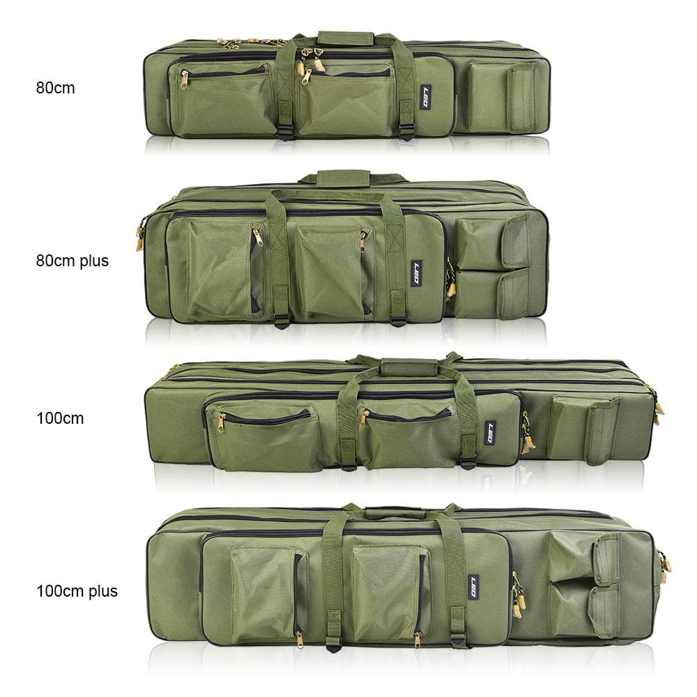 LEO Multi-Pocket 80cm/100cm XL 3-Ply Fishing Rod Reel Tote Bag Outdoor Fishing Bag Backpack Fishing Rod and Tackle Organizer Waterproof 100cm