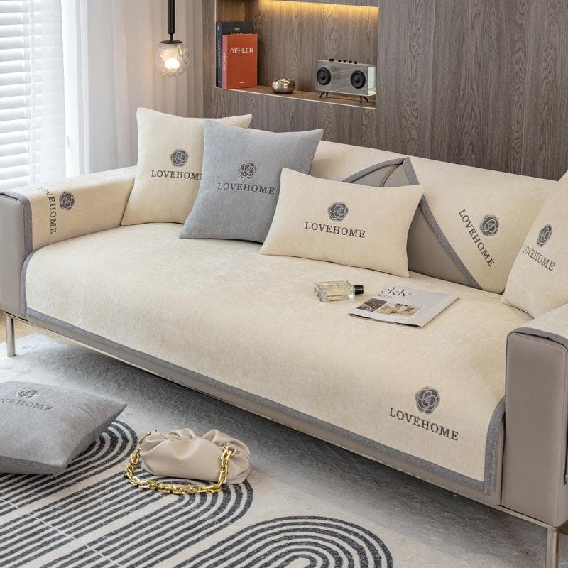 Four Seasons Universal Sofa Cushion Solid Color Chenille Anti Slip Sofa Cushion Modern Minimalist Plush Sofa Cover 70x70cm