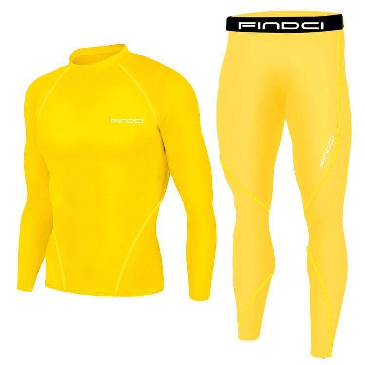 Men Tracksuit Compression Tops Sets Black Tight Trousers Long Sleeve T Shirts Long Pants Sport Suits M