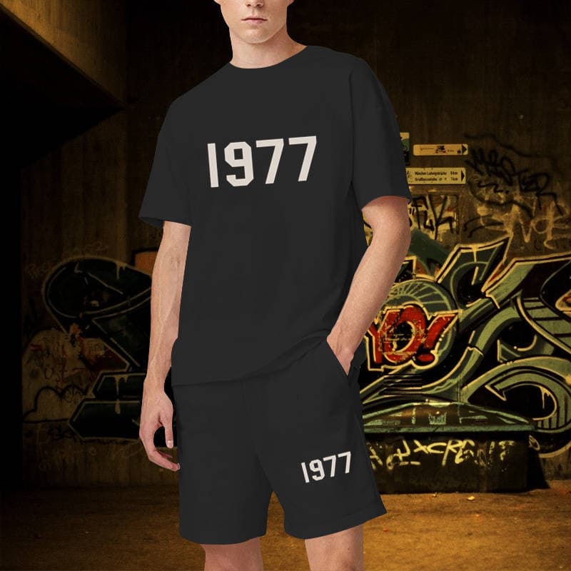1977 Luxury Men Short Sets Women Designer Clothes Graphic Oversized Harajuku y2k T Shirt Shorts Brand High Quality 5XL