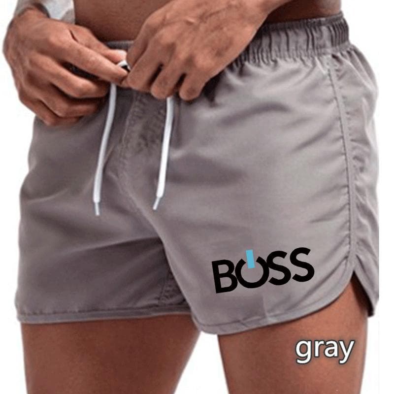 2025 Summer New Men's Quick-Drying Swim Trunks Sports Pants Swimwear Beach Shorts Jogging Shorts Sports Creative letter printing L silver