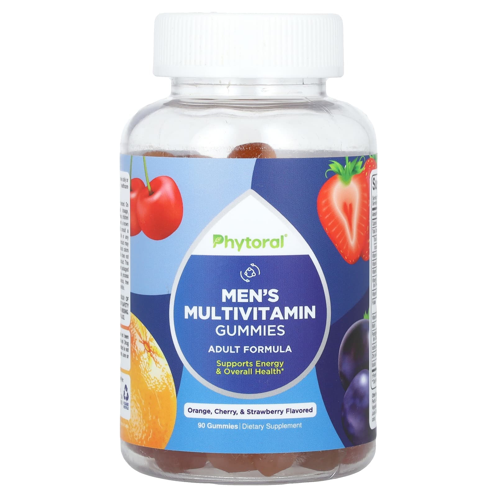 Phytoral, multivitamin gummies for men, orange, cherry & strawberry, 90 gummies
