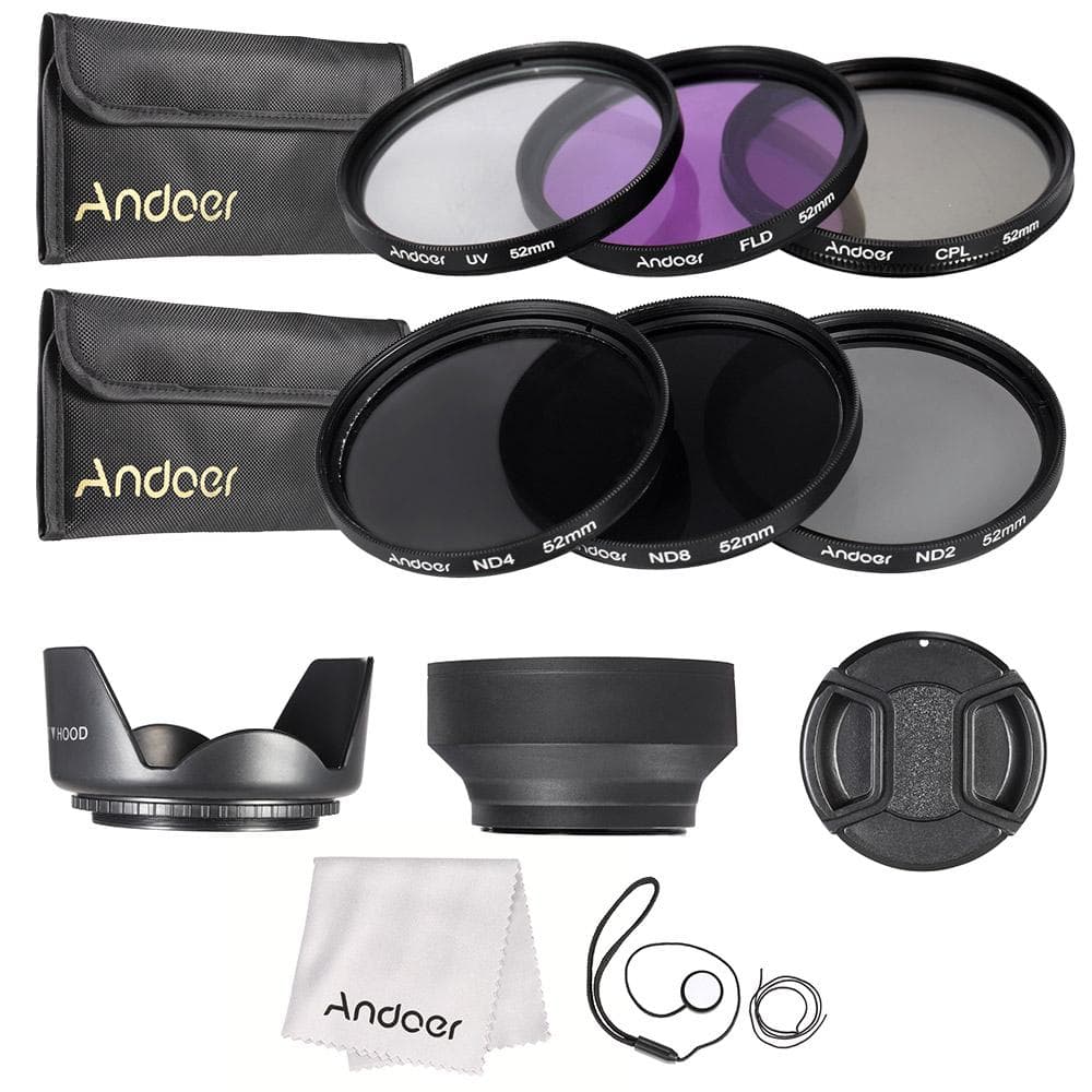 55/52/58/67/72/77mm Lens Filter Kit UV+CPL+ FLD + ND (ND2 ND4 ND8) Avec Carry Pouch 52mm