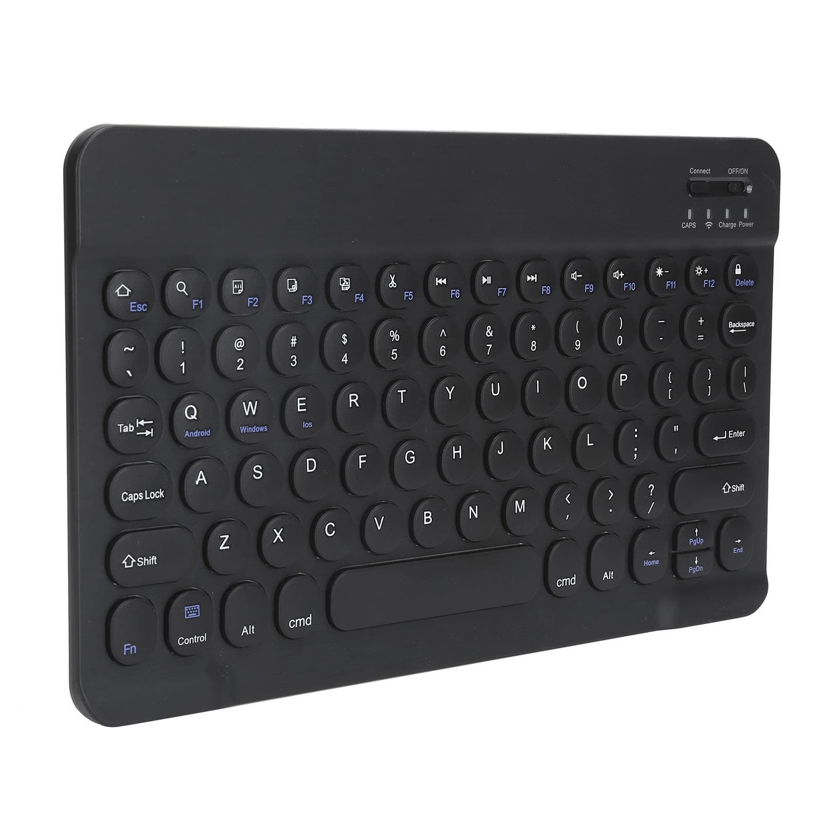 Wireless Bluetooth Keyboard Tablet Smartphone Computer Accessories Round Cap 10inBlack black