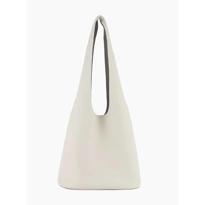 Niche Nun Baotou Layer Pittot Bag High-grade Soft Leather Bucket Bag Shoulder Bag for Women white