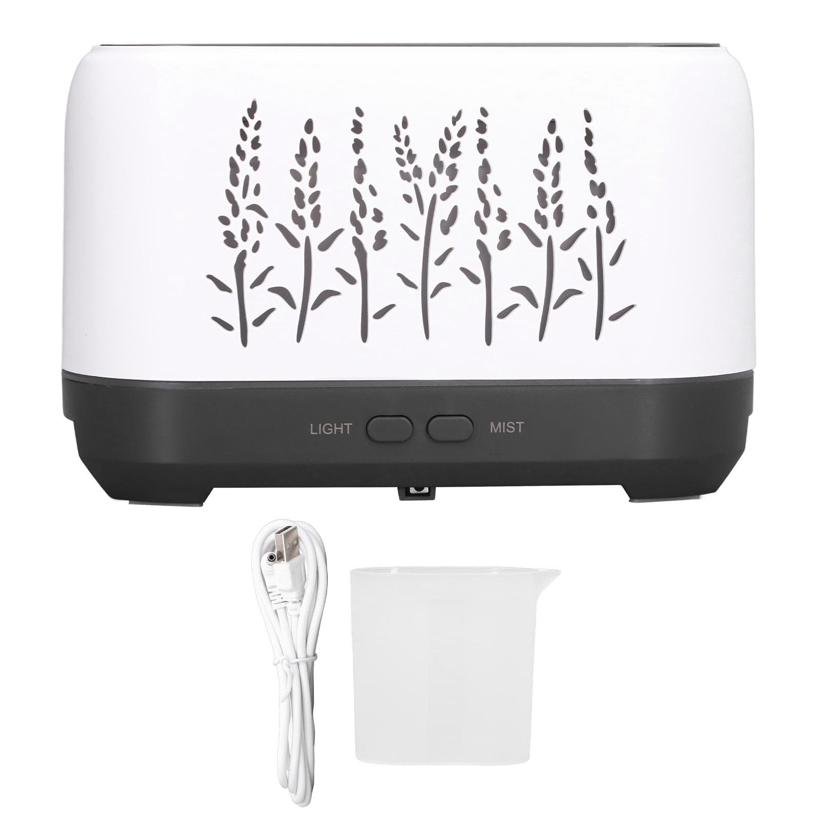 Humidifier 200ml USB Powered Hollow Flame Ambience Lamp Ultrasonic Atomization Aromatherapy white