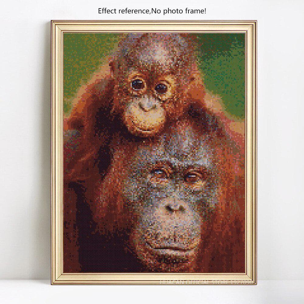 Diamond Painting Cross Stitch Orangutan 5D DIY Full Dill Round Animal Rhinestone 20X30CM