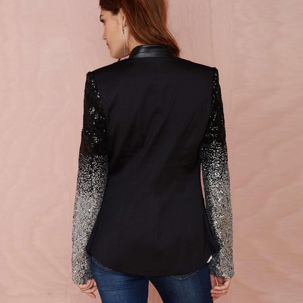 Women Slim OL Suit Casual Blazer Jacket Coat Tops Outwear Long Sleeve Plus L black