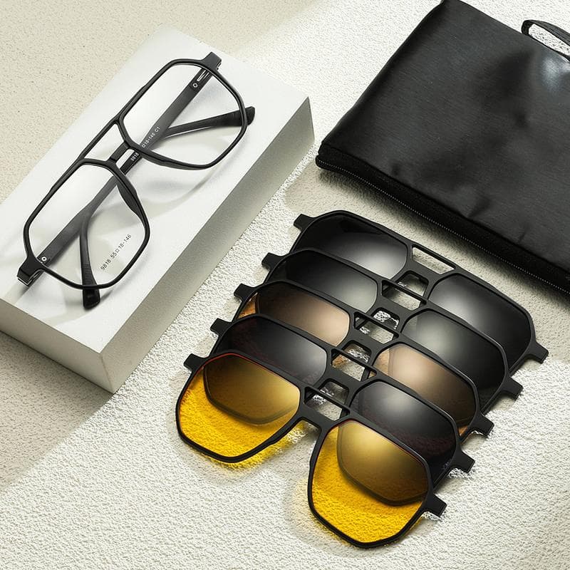 5pcs Glasses Clip TR90 Myopia Magnetic Suction Polarized Sunglasses Driving Night Vision Goggles Eyeglasses Accessory Gifts 1pcs