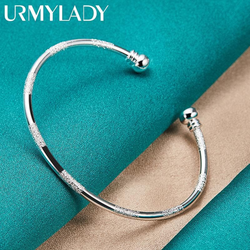 925 Sterling Silver Round Bangle Cuff Bracelet For Women Fashion Charm Jewelry MD051