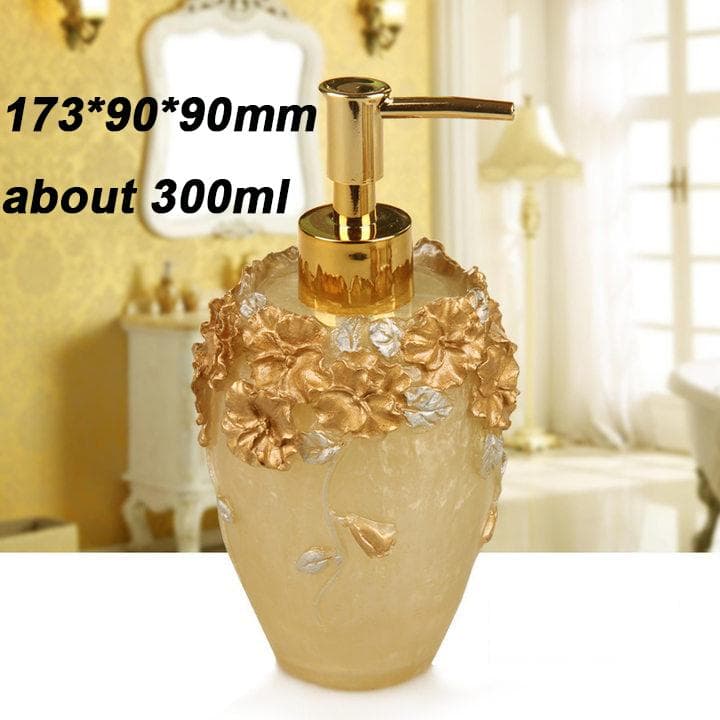 Soap Dispenser Refillable 3D Pump Flower Garden Soap Dispenser Resin Bottle Disinfectant Classic Design for Kitchen Bathroom 300ml