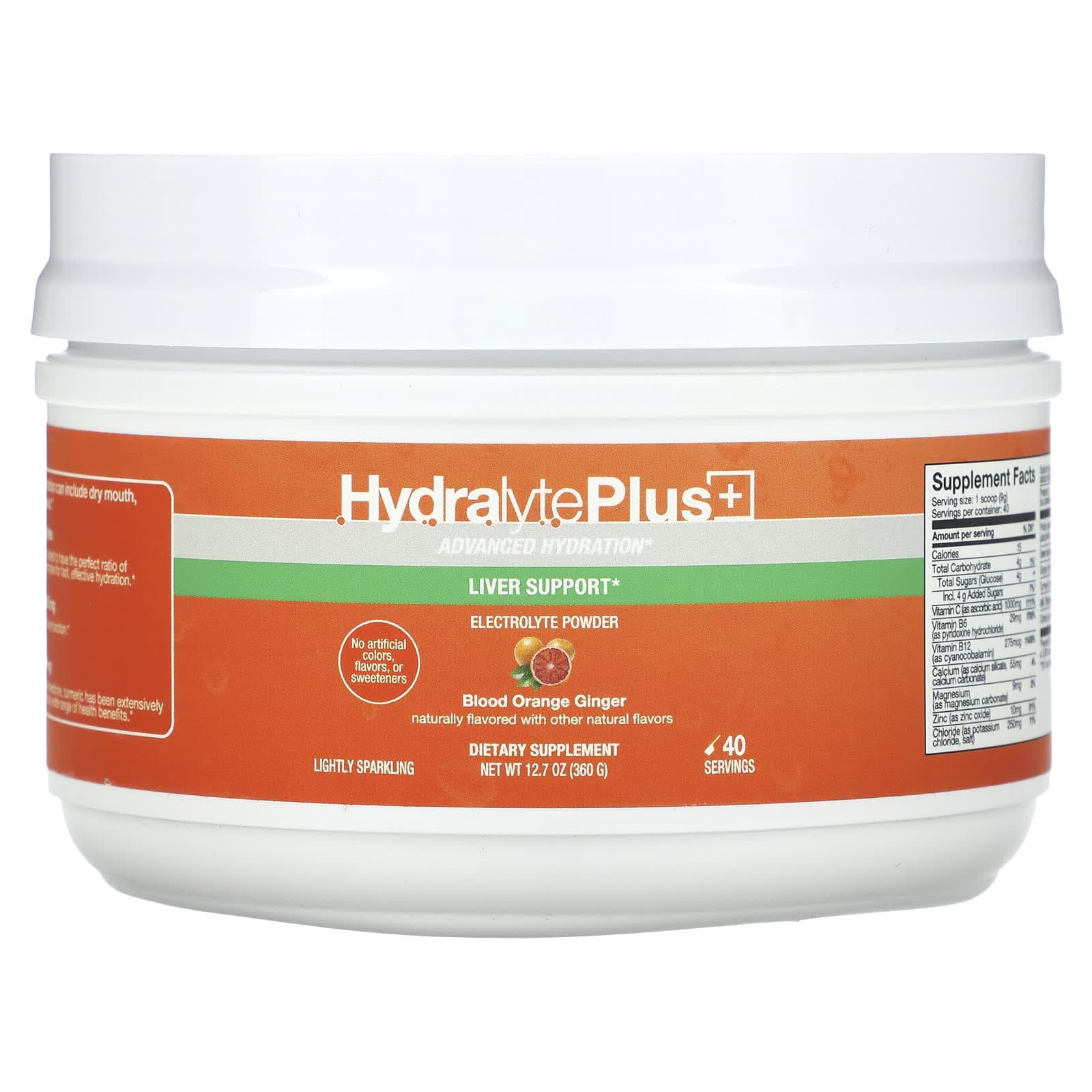 Hydralyte, Hydralyte Plus+, Enhanced Hydration, Blood Orange Ginger, 12.7 oz (360 g)