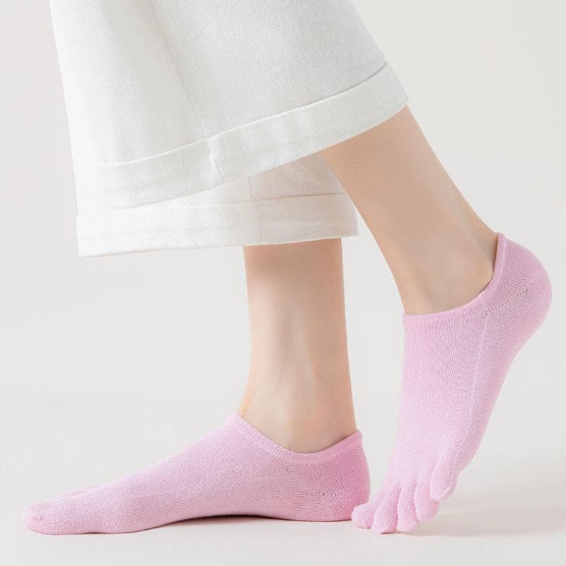 A Pairs Five Fingers Socks Men White Breathable Short Ankle Toe Socks Sports Running Solid Color Black Gray Male Sox pink