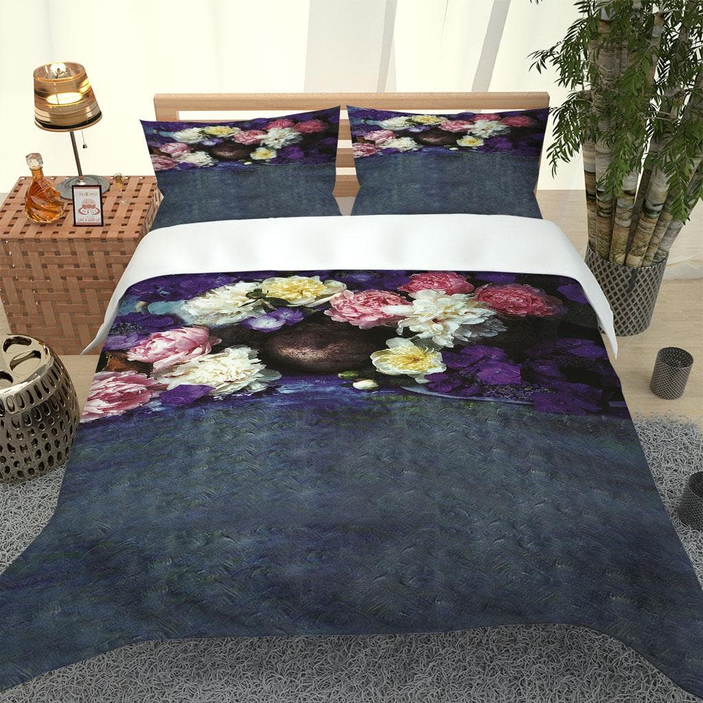 King Size Bedding Set 3D Colourful Art Flowers Microfiber Duvet Cover Comforter Bedclothes Children Kid Boy Bed Birthday Gift W90xL190cm