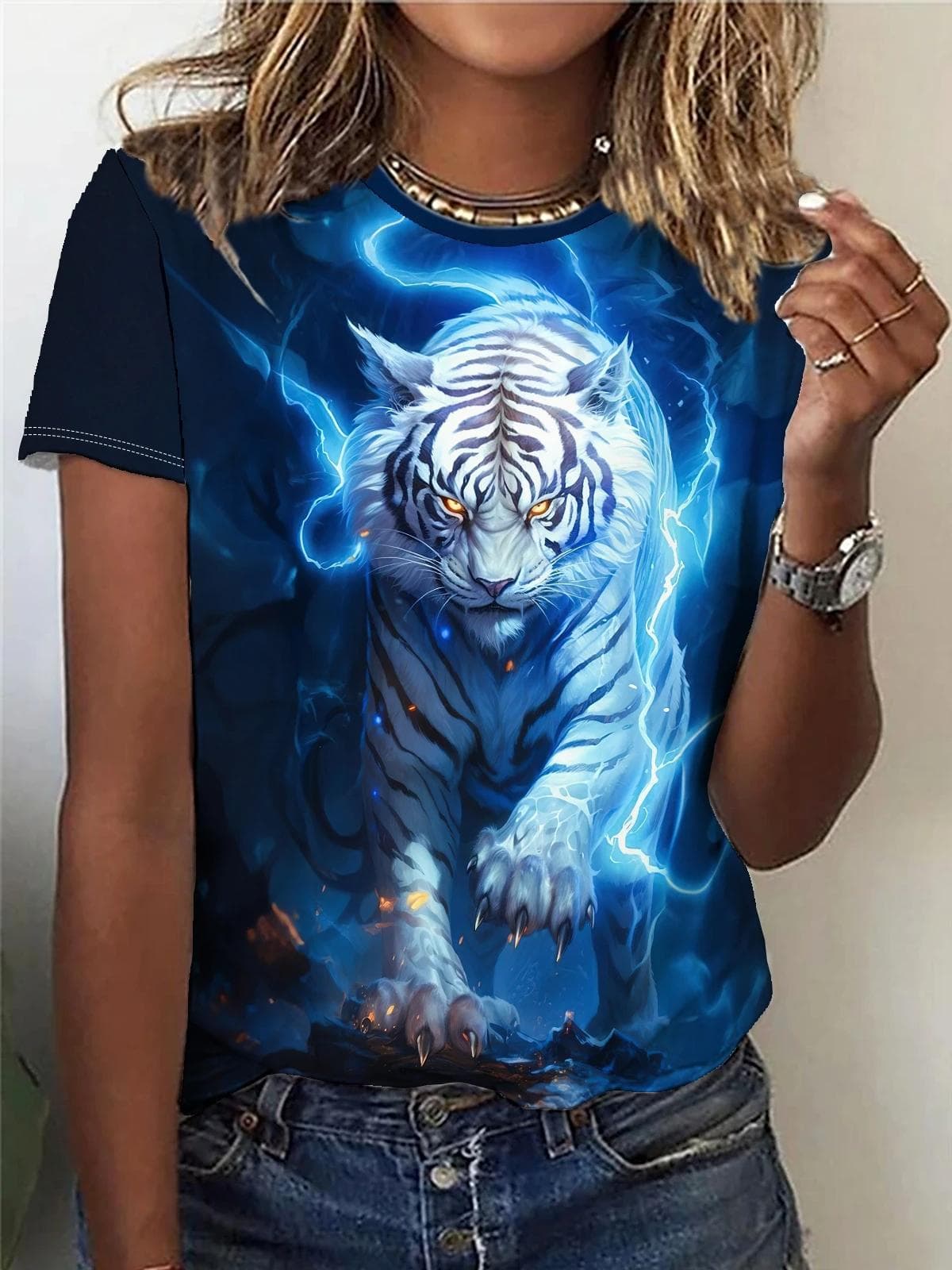 Summer Animals Lion Tiger Wolf 3D Print T-shirts Women Streetwear Fashion Y2k Short Sleeve T Shirt O-neck Tees Tops Clothing 6XL