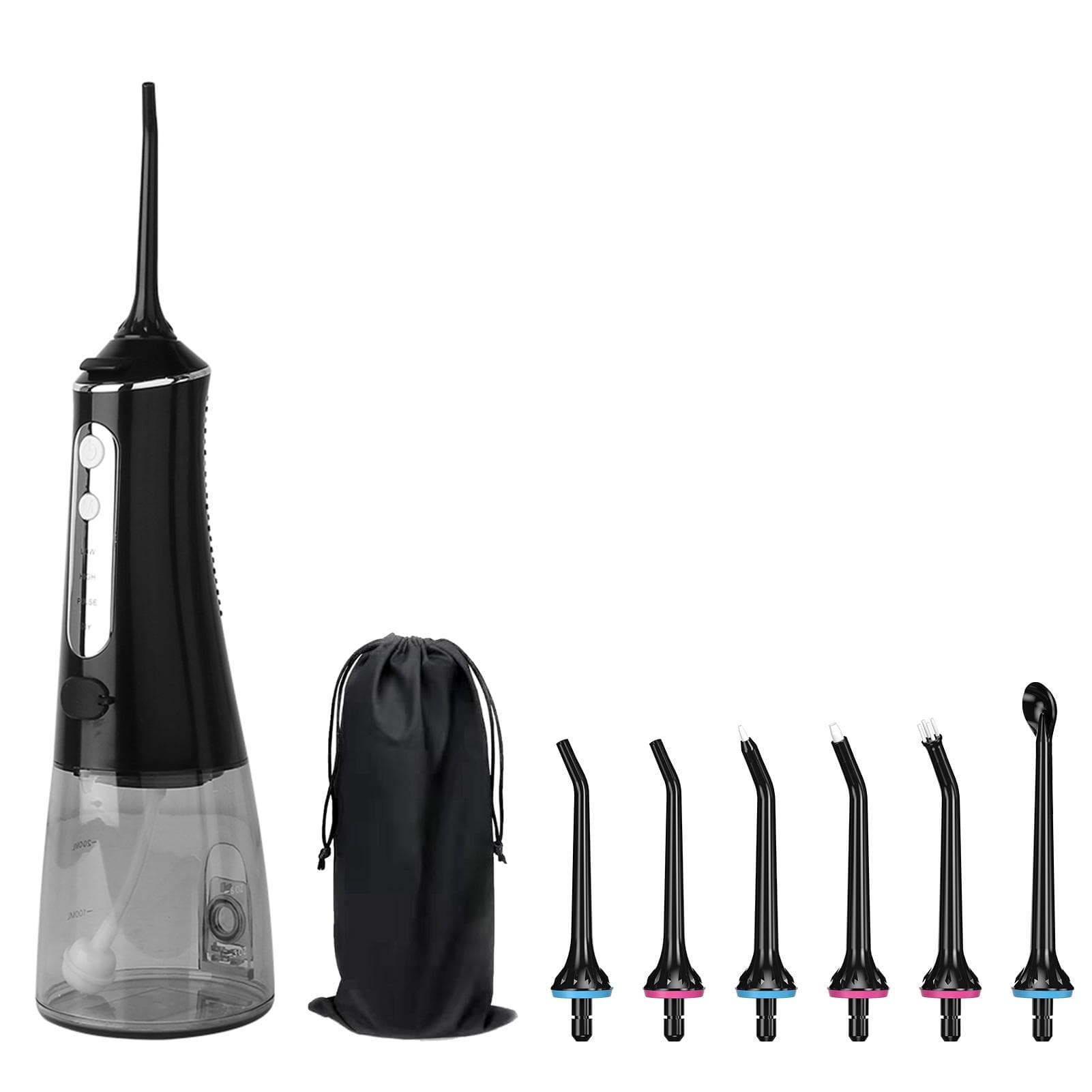 Cordless Water Flosser Dental Oral Irrigator with DIY Mode 300ml Water Tank IPX7 Waterproof black