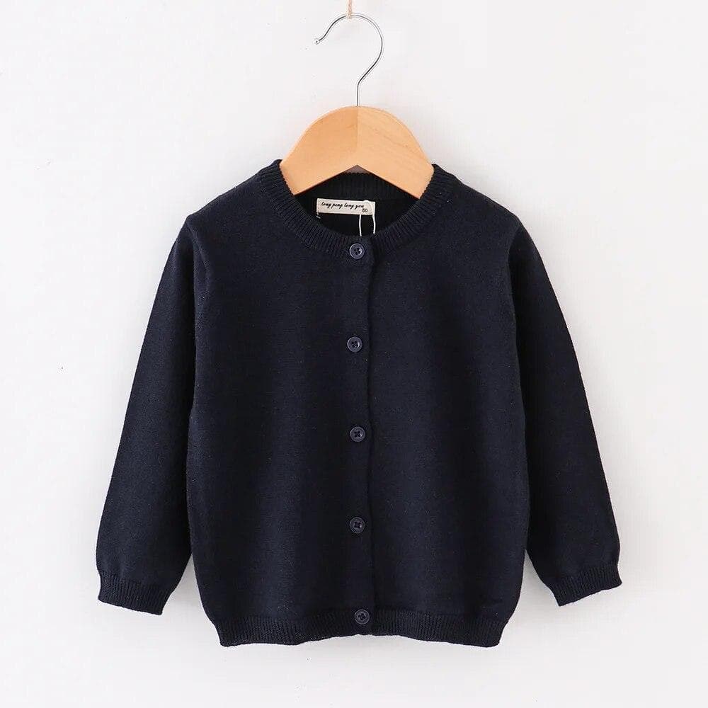 Kids Knitted Sweater Spring Autumn Thin Long Sleeve Baby Cardigan Boys Girls Casual All-match 2-10 Years Infants Child Outerwear 80cm Dark blue
