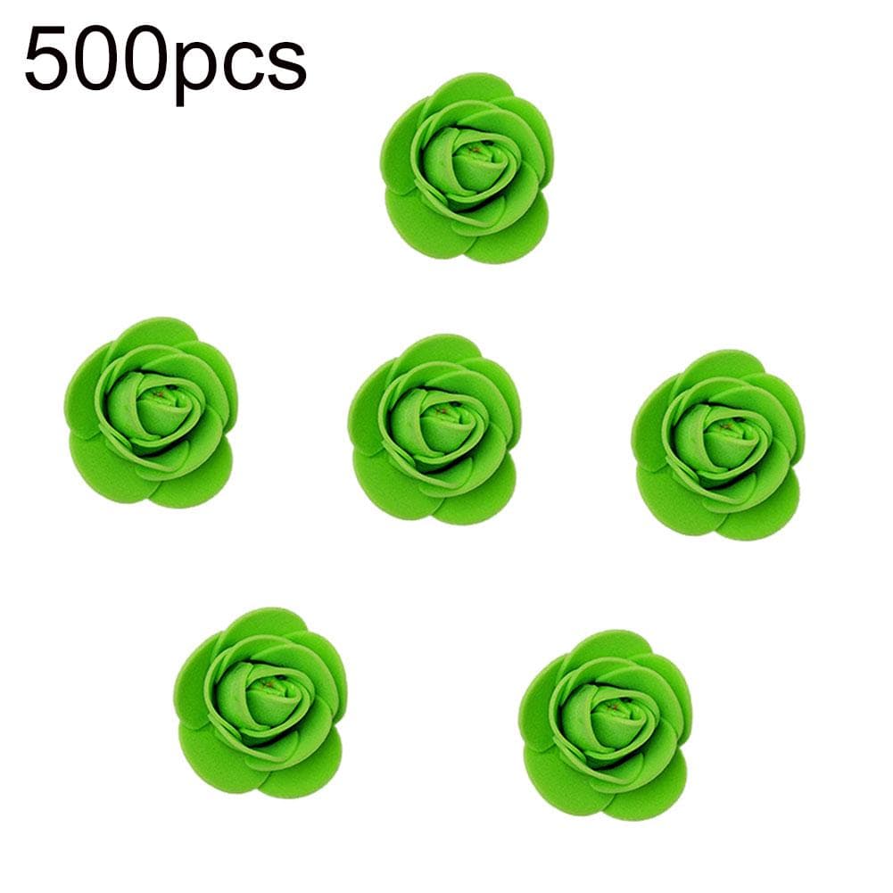Blooming Bouquet 500Pcs 3.5cm PE Foam Rose Faux Flower DIY Bear Doll Homen Decor one size green