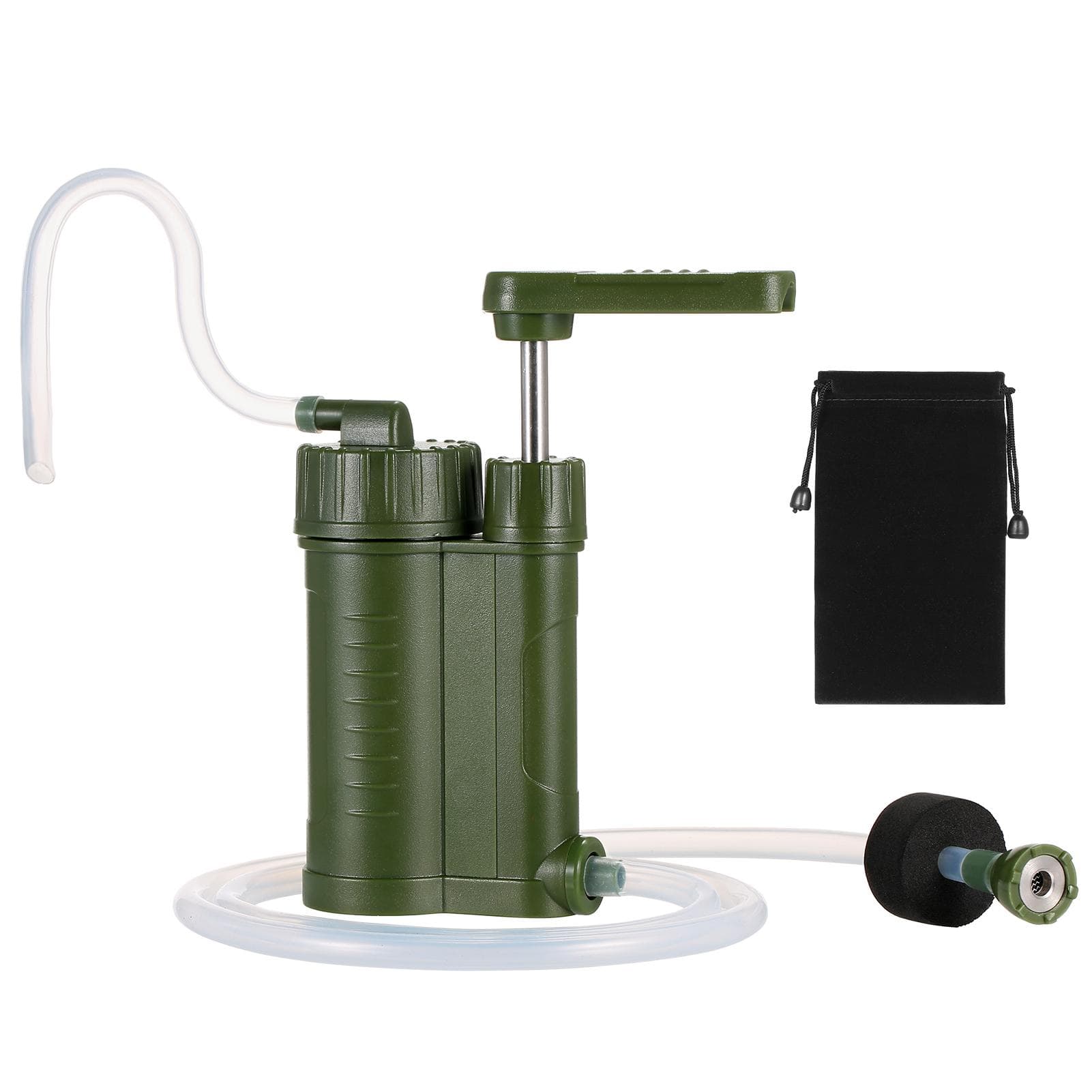 Outdoor Water Filtration System Water Purifier Water Filter for Camping Hiking Emergency Fishing army green