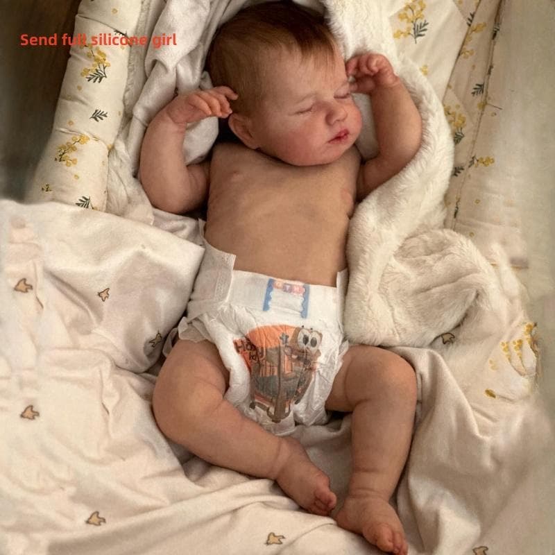 Real Looking 49 CM Reborn Newborn Baby Doll Loulou Asleep Soft Cuddly Body Lifelike 3D Paint Skin with Visible Veins Simulation Doll Handmade Art Doll full silicone girl