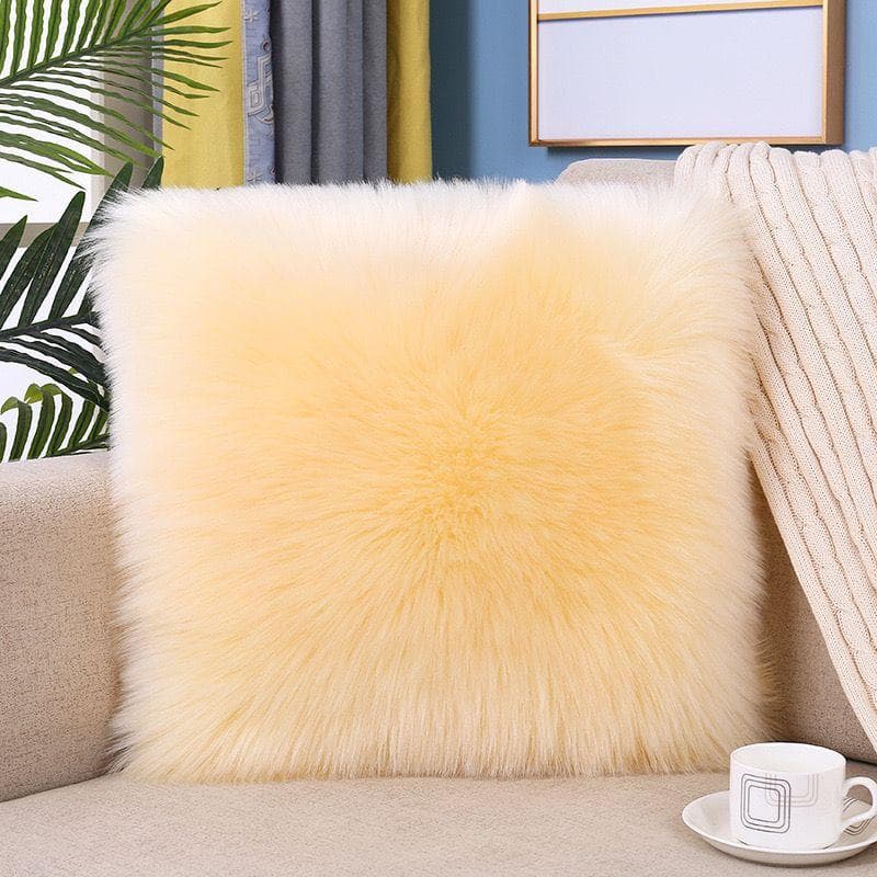 Fluffy Pillow Long Plush Pillowcase Wool Cushions Fur Cushion Cover Ins Sofa Bed Pillows Christmas Decorations Room Throw Pillow 40*40cm