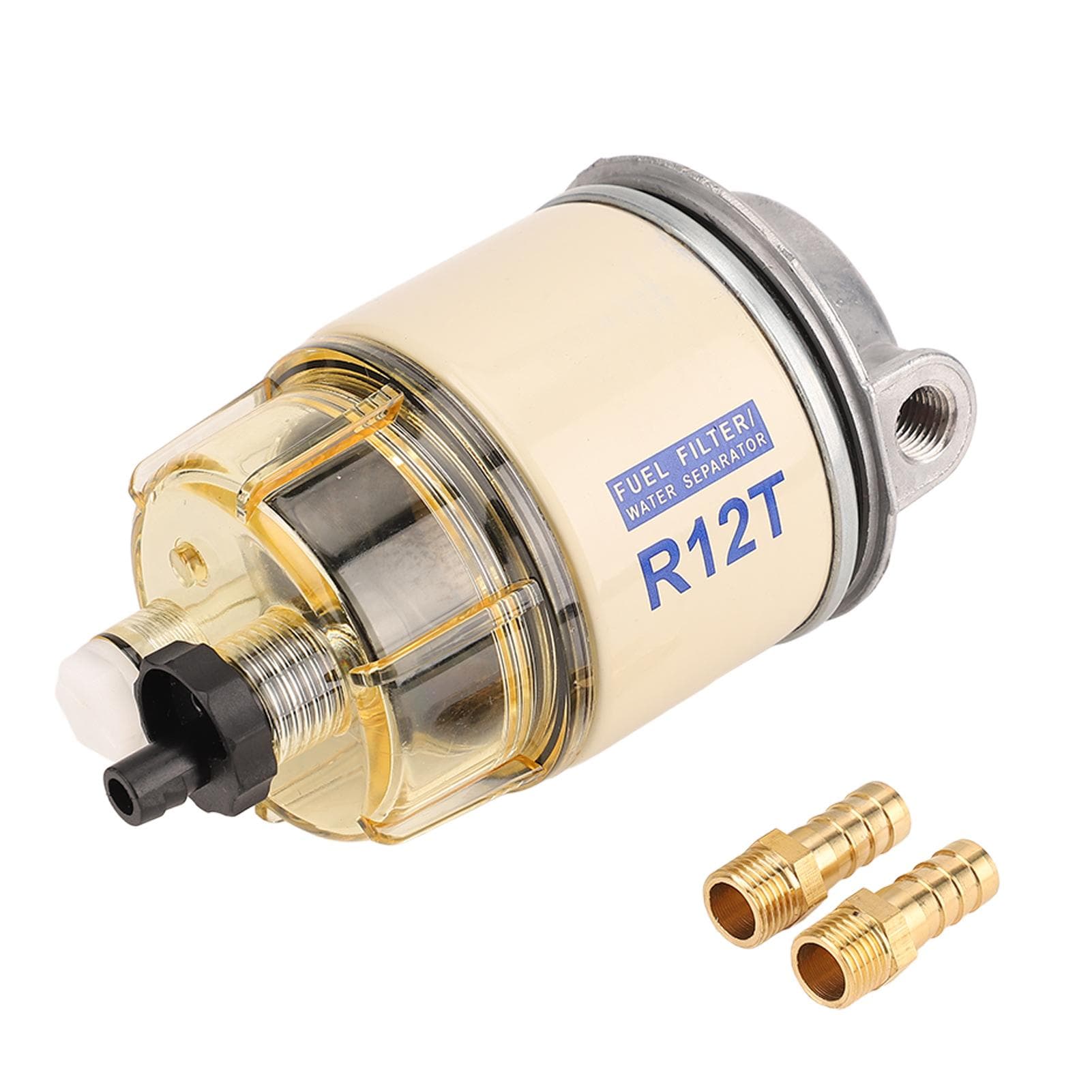 Fuel Filter Water Separator Corrosion Proof Good Sealing 2 Holes Water Separating Fuel Filter R12T