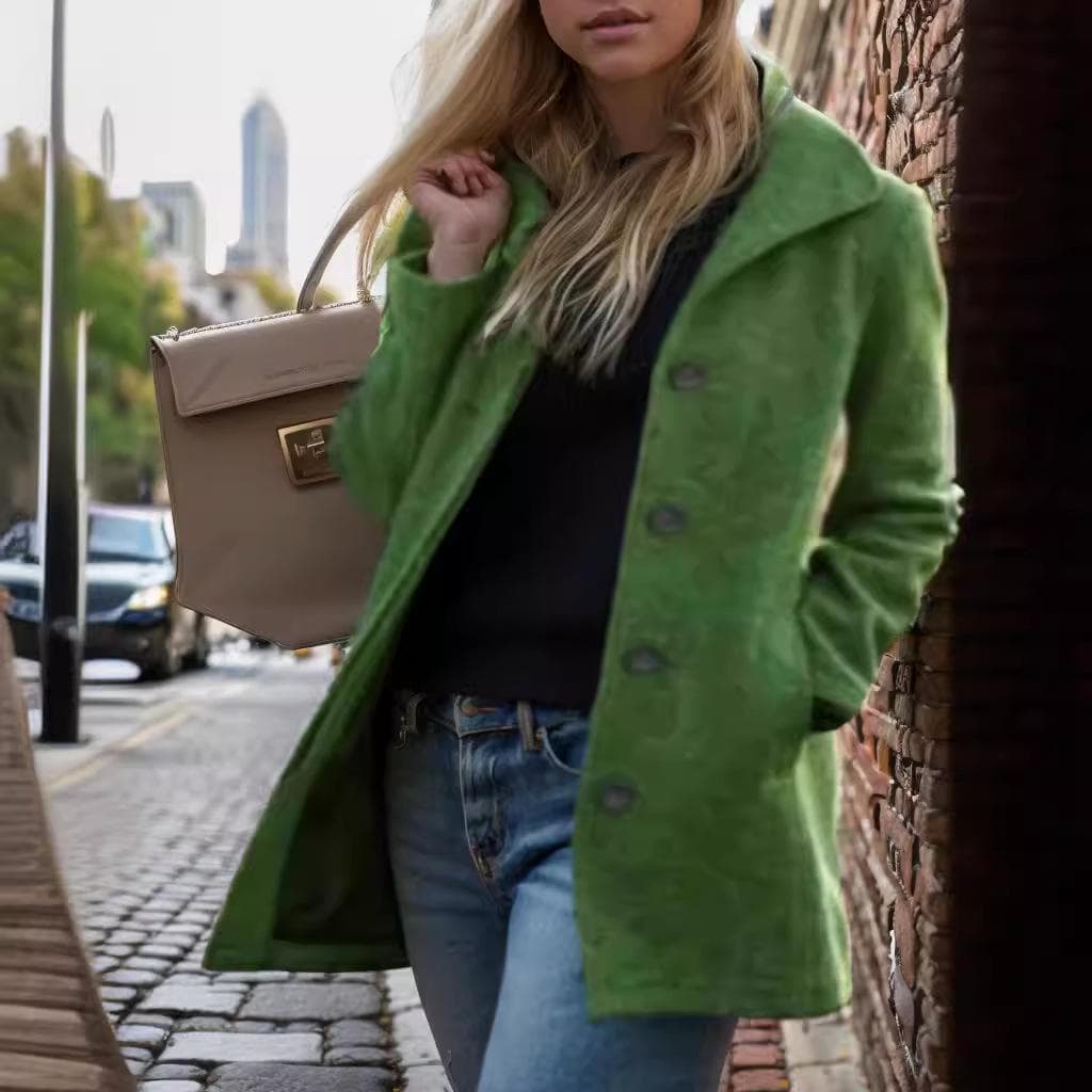 New Women's Clothing Retro Medium and Long Woolen Coat Autumn and Winter Slim-fitting Woolen Coat XXXL