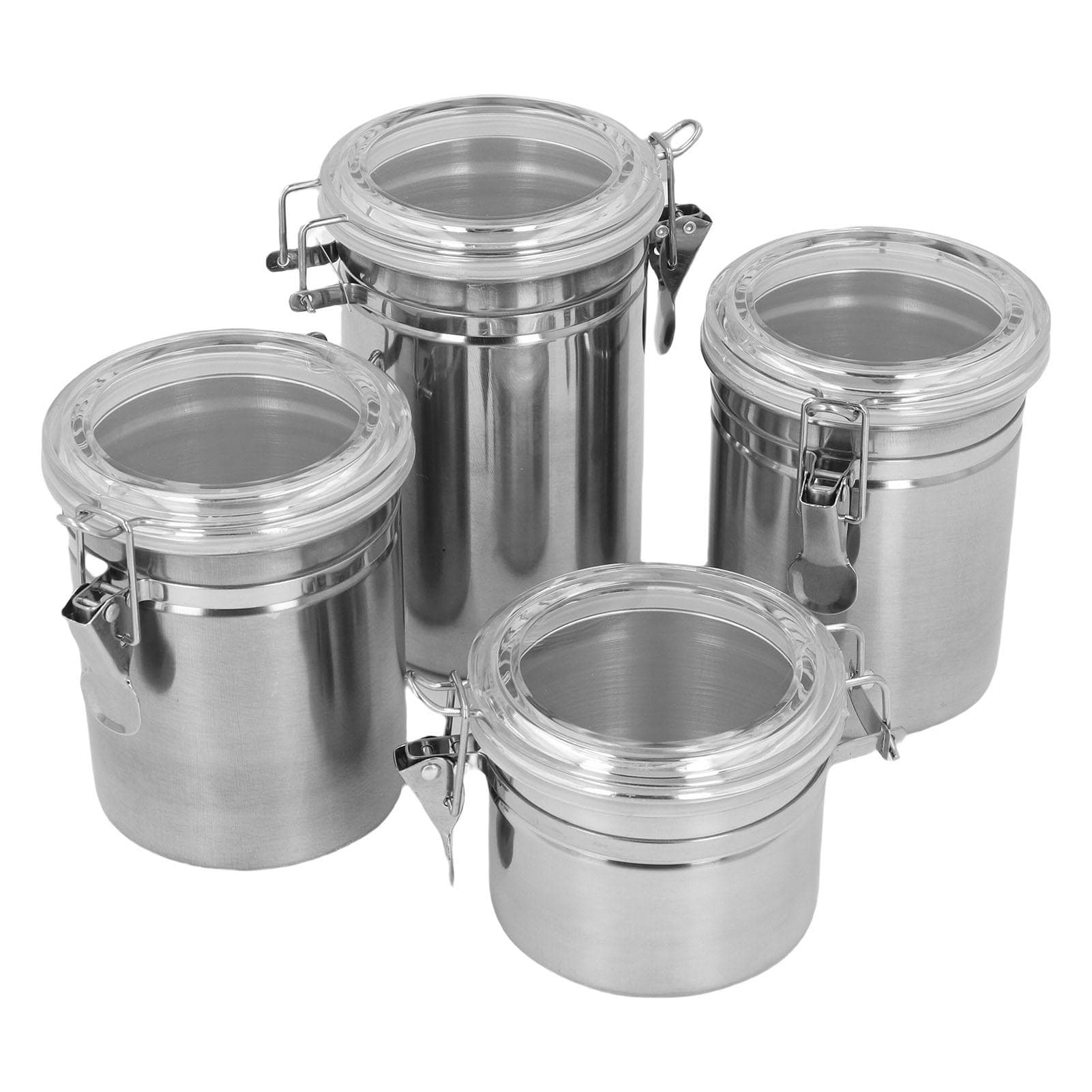 4pcs Airtight Food Storage Canister Stainless Steel Storage Container for Coffee Bean Tea Milk L(for 6.5-9kg)