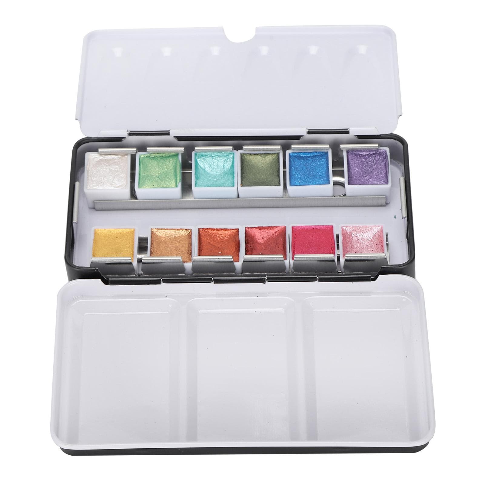 Pearly Lustre Watercolor Paint Portable Bright Color Watercolor Pigment Set with Box24 Colors