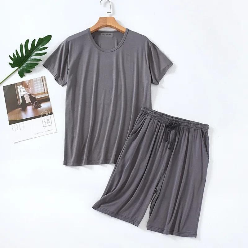 Men's Pajamas Summer Modal Short-Sleeved Shorts Home Wear Thin Round Neck Casual Suitable for Daily Wear Plus Size Pajama Set 4XL