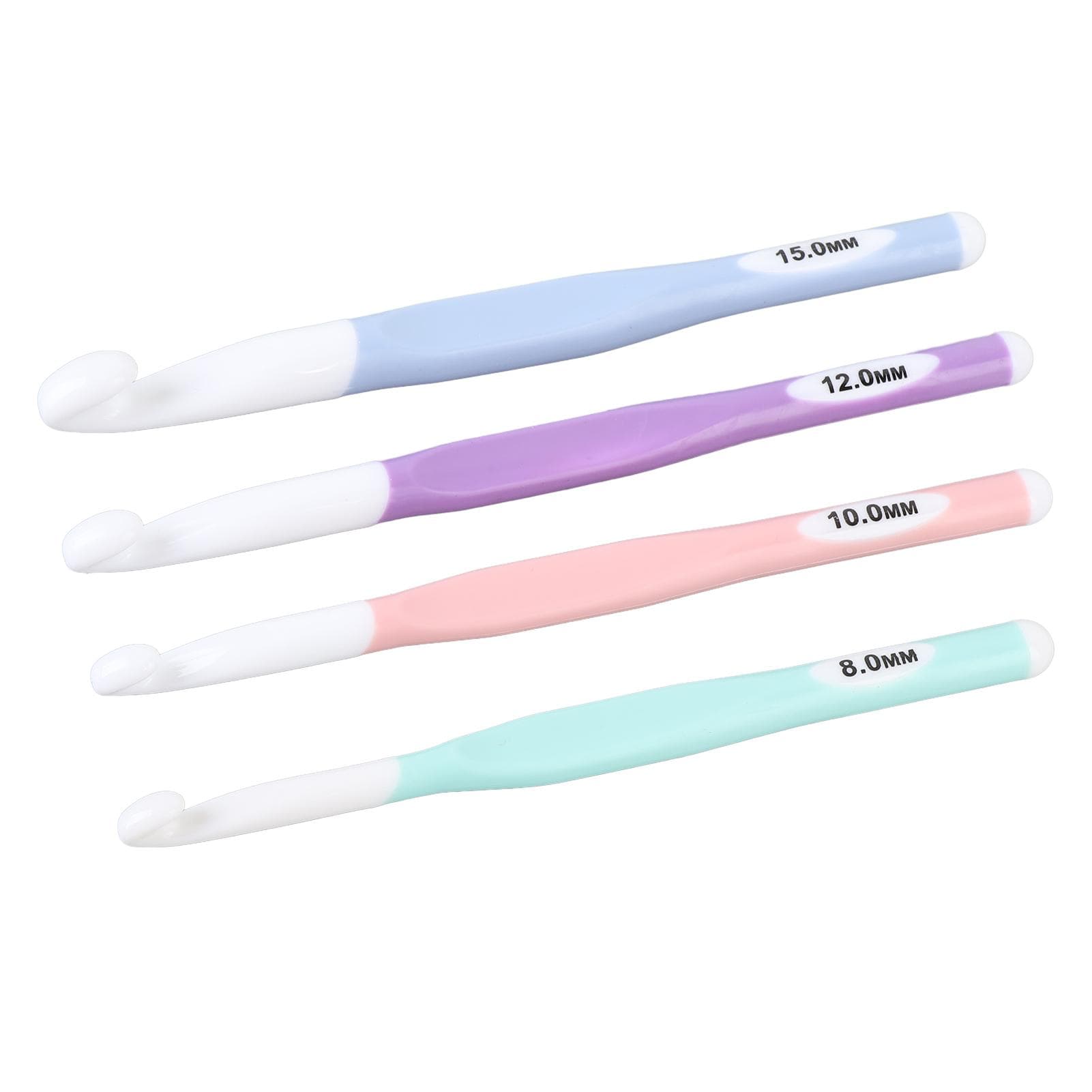 4 Pcs Crochet Hook Set 8mm 10mm 12mm 15mm ABS TPR Ergonomic Handle Crochet Hooks for Carpet Rug