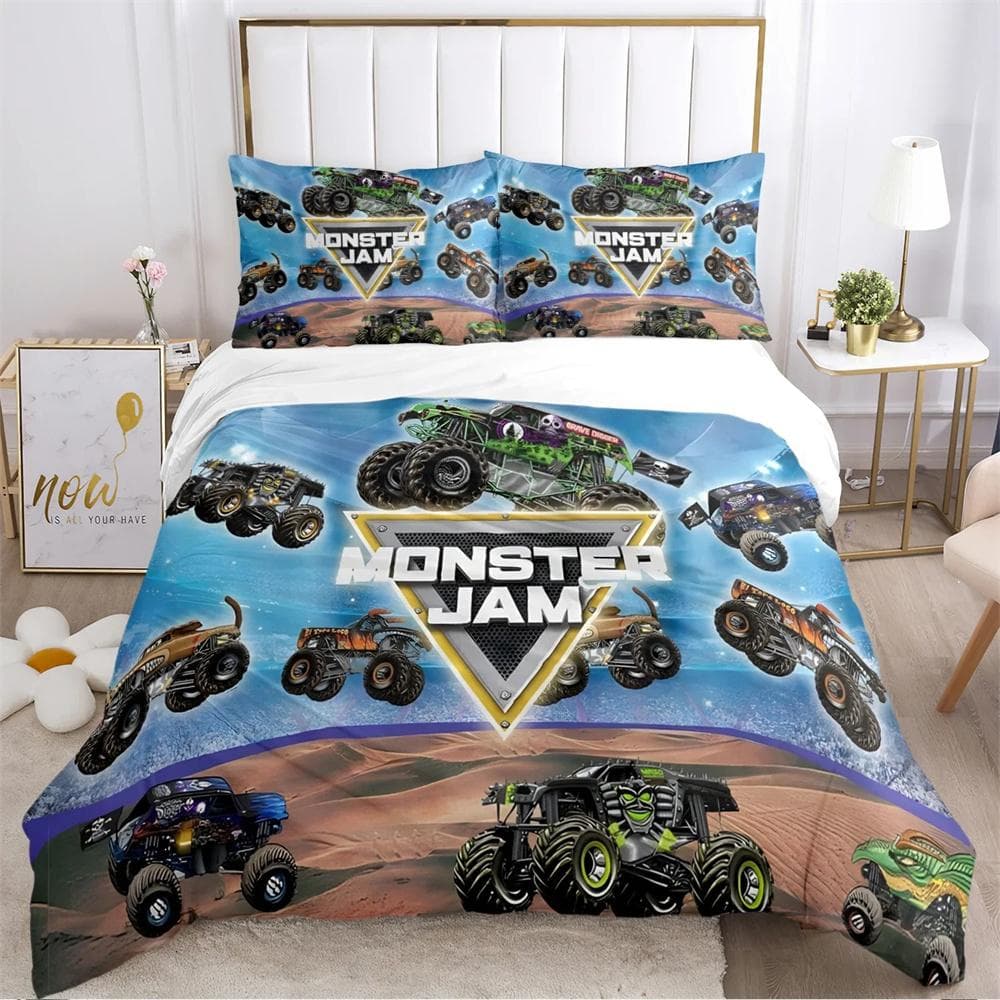 Cartoon Monster Truck All Season Duvet Cover Comforter Bedding sets Soft Quilt Cover and Pillowcases Single/Double/Queen/King 140x210cm 2pcs