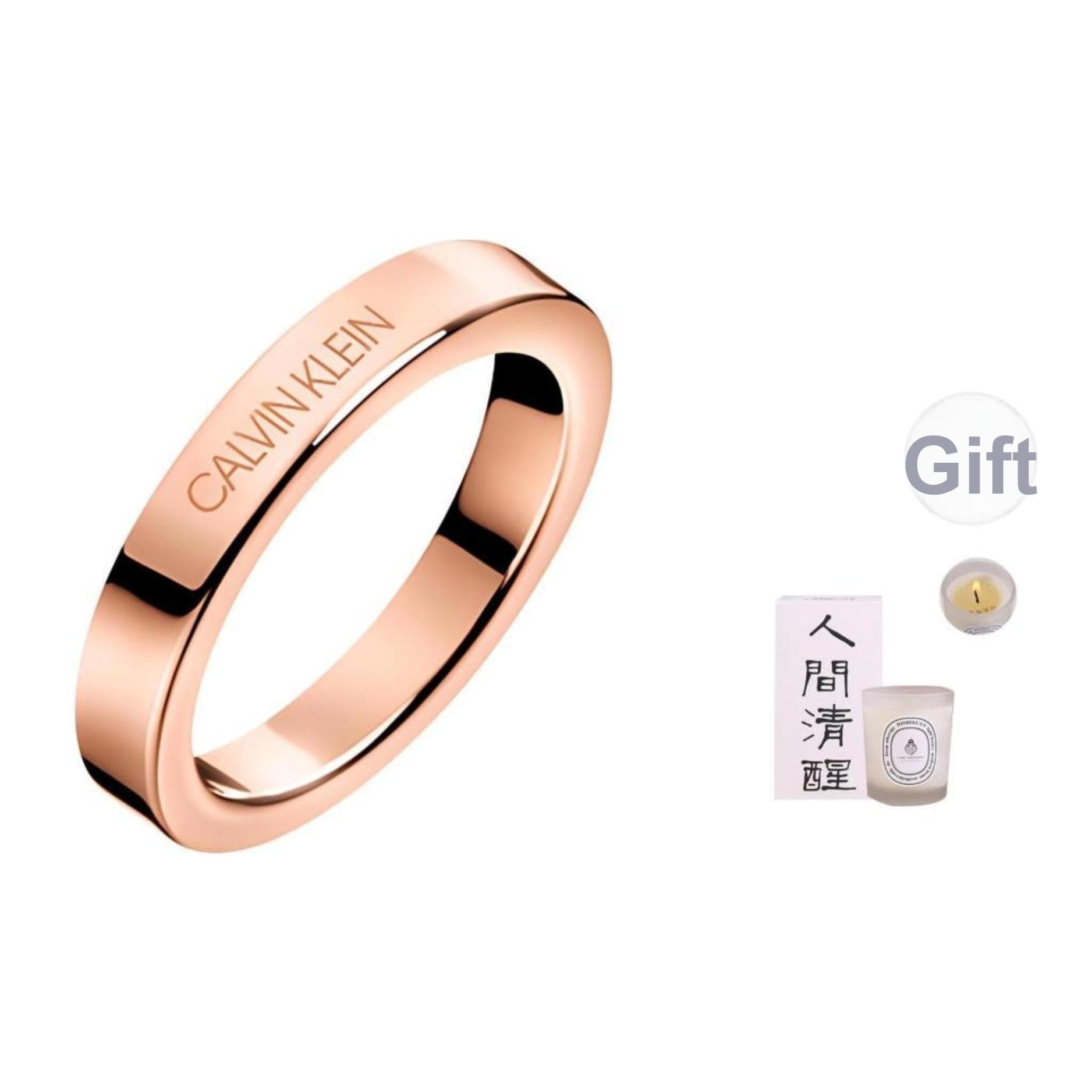 Calvin Klein Hook Ext Minimalist Engraved Ring Unisex rings Rose-Gold KJ06PR1001 Box,10