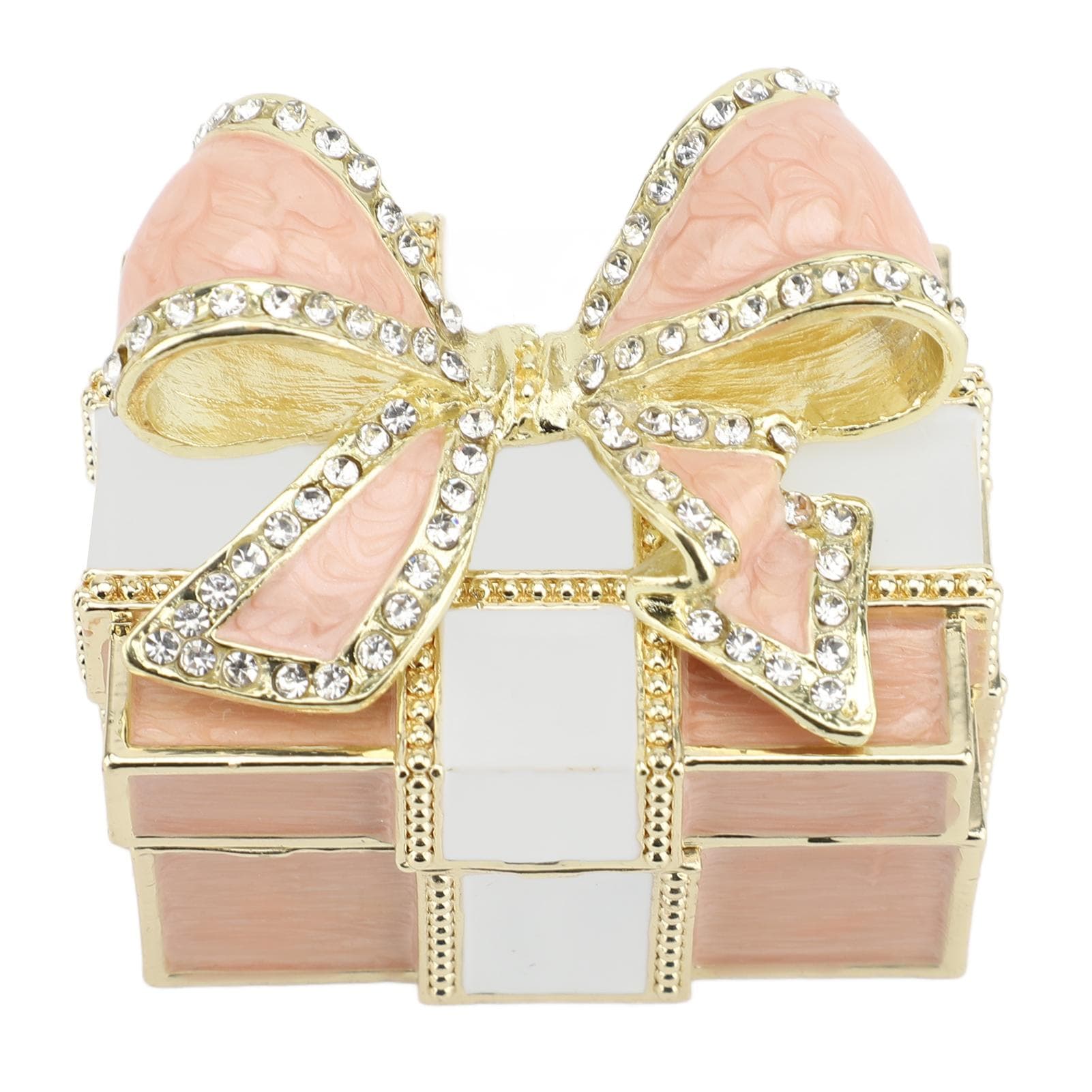 Trinket Box Multifunctional Decorative Alloy Rhinestone Handmade Vintage Jewelry Box Organizer for pink