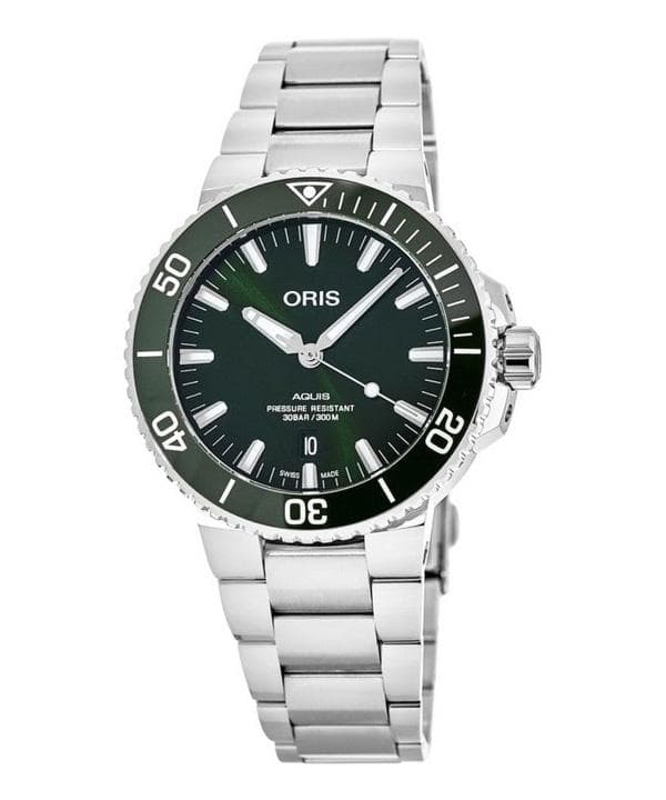 Oris Aquis Stainless Steel Green Dial Automatic Diver's 01 733 7766 4157-07 8 22 05PEB 300M Men's Watch green