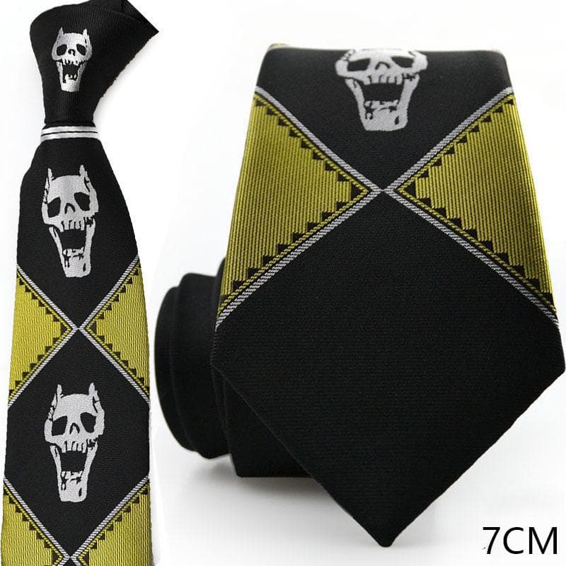 Anime stropdas JoJo Bizarre Adventure KILLER QUEEN Kira Yoshikage Skull Neck Tie Cosplay Kostuums Accessoires man vrouw 7cm yellow